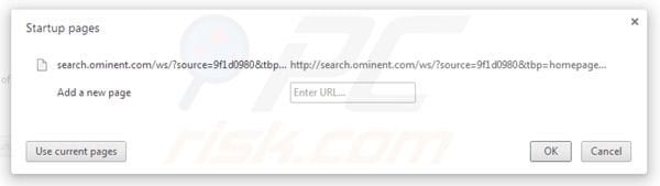 Removing search.ominent.com from Google Chrome homepage