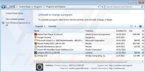 Outobox uninstall