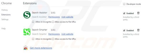 Search Smarter and Search Assistor removal from Google Chrome step 2