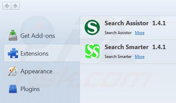 Search Smarter and Search Assistor removal from Mozilla Firefox step 2