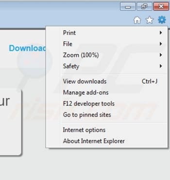 Removing Searchadence from Internet Explorer step 1