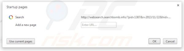 Removing websearch.searchbomb.com  from Google Chrome homepage