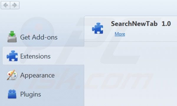 Removing websearch.searchbomb.info from Mozilla Firefox extensions