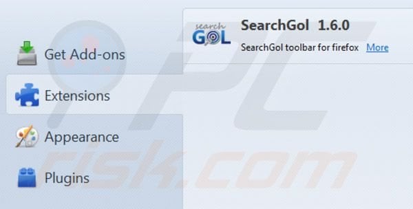 Searchgol virus variant in Mozilla Firefox