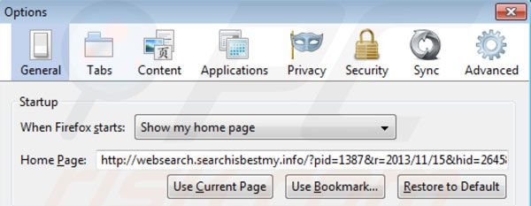 websearch.searchisbestmy.info removal from Mozilla Firefox homepage
