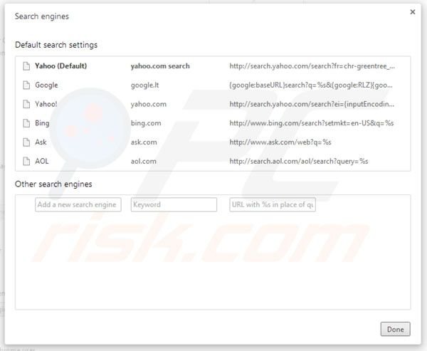 Removing Spigot from Google Chrome default search engine settings