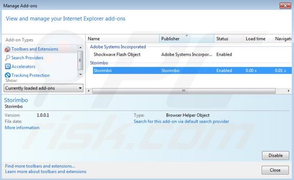 Removing Storimbo ads from Internet Explorer step 2