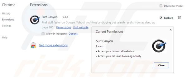 Removing Surf Canyon from Google Chrome extensions