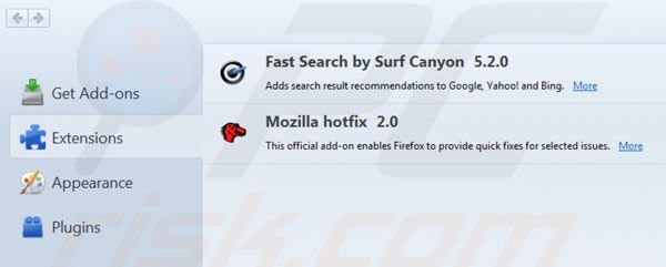 Removing Surf Canyon from Mozilla Firefox extensions