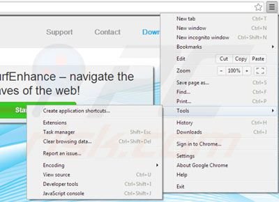SurfEnhance removal from Google Chrome extensions step 1