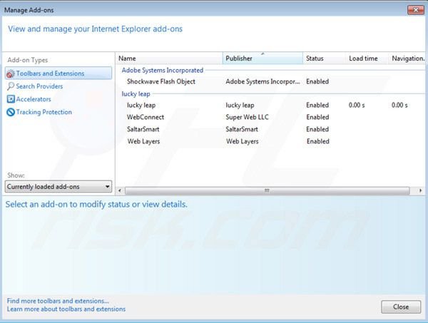 Ttessab removal from Internet Explorer step 2 (removing add-ons)