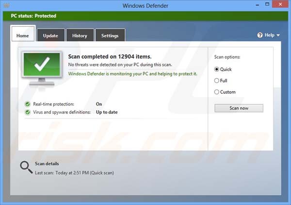 Windows Defender finished security scan