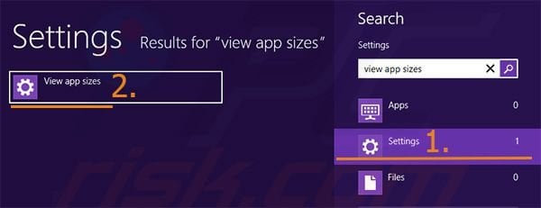 Checking App sizes and removing them in Windows 8 step 2