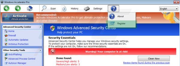 Windows Accelerator Pro registration step 1
