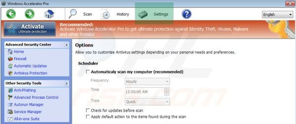 Windows Accelerator Pro settings