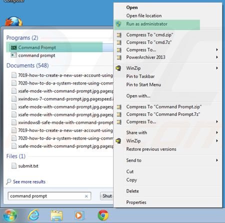 Removing Windows Active Hotspot using command prompt step 1