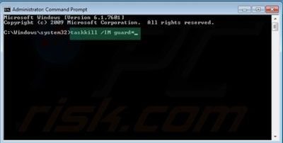 Removing Windows Premium Shield using command prompt step 2