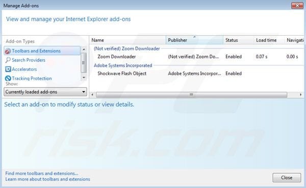 Removing Zoom downloader from Intenret Explorer extensions step 2