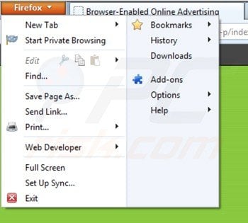 Removing ads by freeven from Mozilla Firefox step 1
