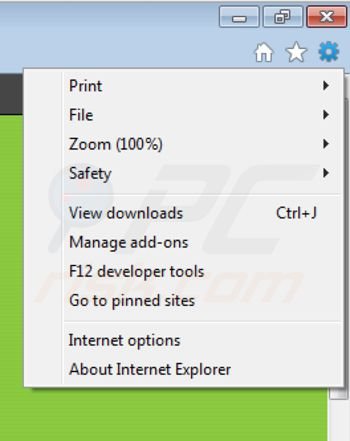 Removing ads by video player from Internet Explorer extensions step 1