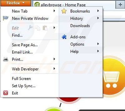 Removing Alleybrowse from Mozilla Firefox step 1