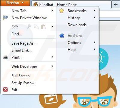 Removing Blindbat from Mozilla Firefox step 1