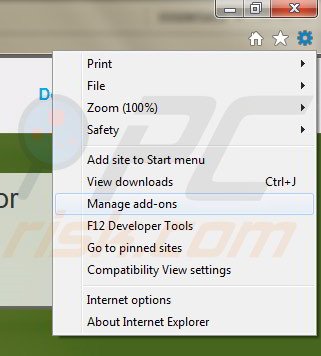 Removing BrowseDen ads from Internet Explorer step 1