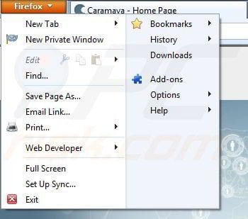 Removing Caramava from Mozilla Firefox step 1