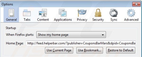 Removing search.coupons-bar.com from Mozilla Firefox homepage