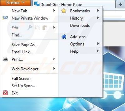 Removing DoughGo from Mozilla Firefox step 1