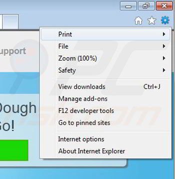 Removing DoughGo from Internet Explorer step 1