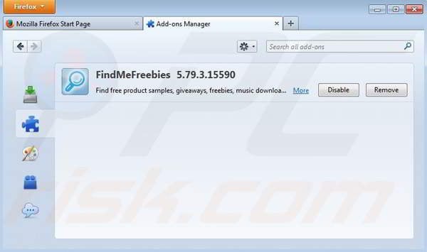 Removing FindMeFreebies from Mozilla Firefox step 2