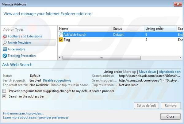 Removing FindMeFreebies from Internet Explorer step 4