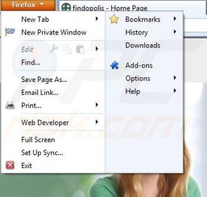Removing Findopolis Ads from Mozilla Firefox step 1