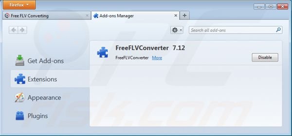 Removing Free FLV Converter from Mozilla Firefox step 2