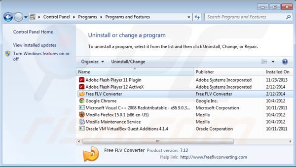 Free flv converter uninstall using Control Panel