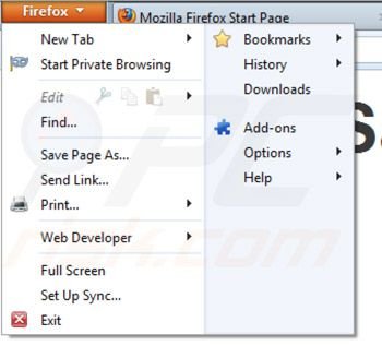 Removing getdeal ads from Mozilla Firefox step 1