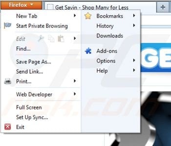 Removing getsav-in ads from Mozilla Firefox step 1