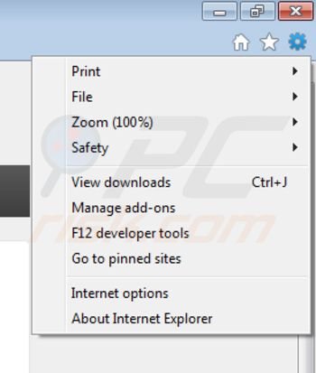 Removing Gigaclicks Crawler from Internet Explorer step 1