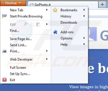 Removing gophoto.it from Mozilla Firefox step 1