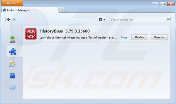 Removing HistoryBoss from Mozilla Firefox step 2