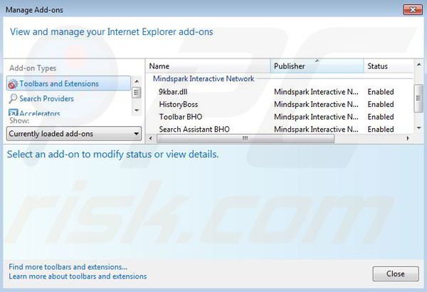Removing HistoryBoss from Internet Explorer step 2