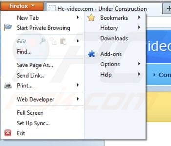 Removing HQ Video Professional from Mozilla Firefox step 1