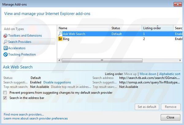 Removing iWon from Internet Explorer step 4