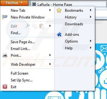 Removing Laflurla from Mozilla Firefox step 1