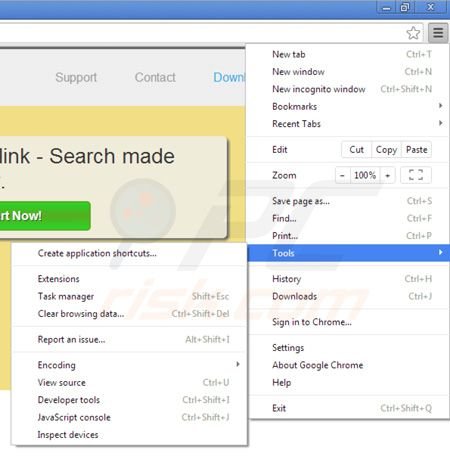 Removing Lookinglink ads from Google Chrome step 1