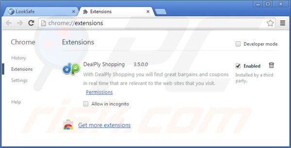 Removing looksafesearch.com from Google Chrome extensions
