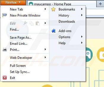 Removing Maucampo from Mozilla Firefox step 1