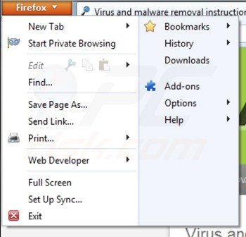 Removing media view from Mozilla Firefox step 1