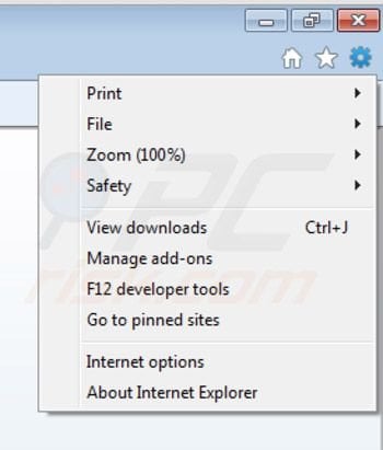Removing Motitags toolbar from Internet Explorer extensions step 1